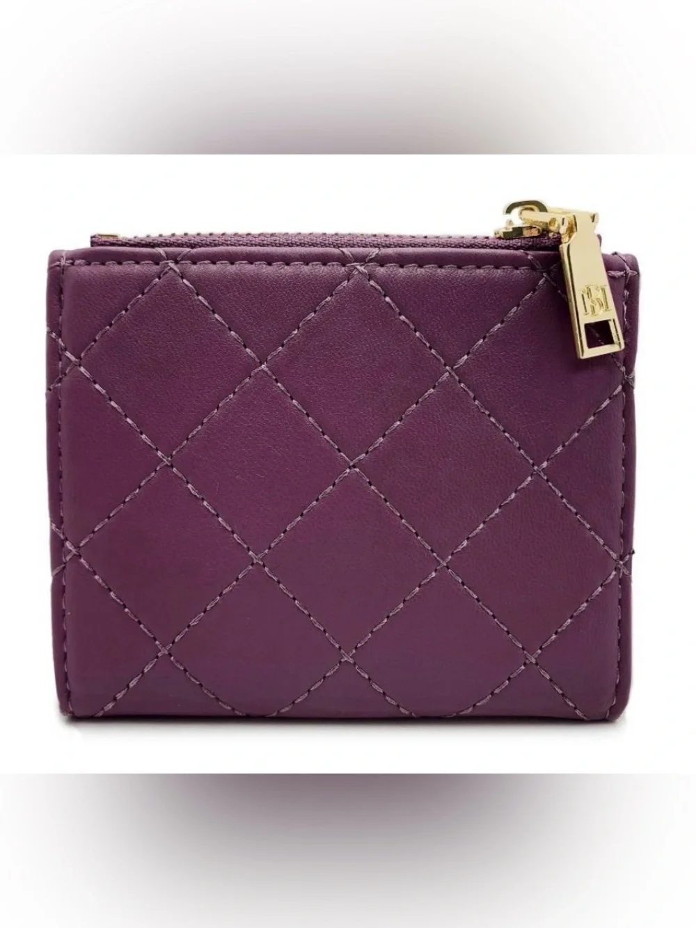 Badgley Mischka Quilted Purple Logo Accent Wallet